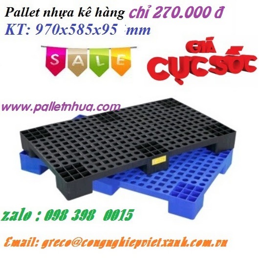 Pallet nhựa kê hàng, nước suối, kê gạo