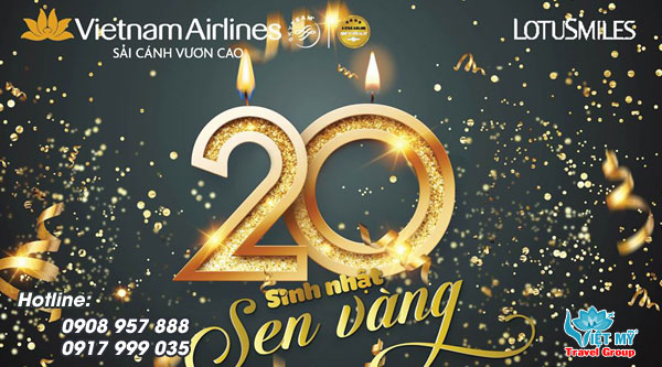 Vietnam Airlines mừng sinh nhật Bông Sen Vàng tròn 20 tuổi giảm 10% giá vé