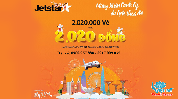Mừng xuân Canh Tý hãng Jetstar khuyến mãi vé máy bay giá chỉ 2020 VNĐ