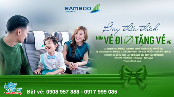 Bamboo Airways ưu đãi bay thỏa thích: Mua vé đi, tặng vé về