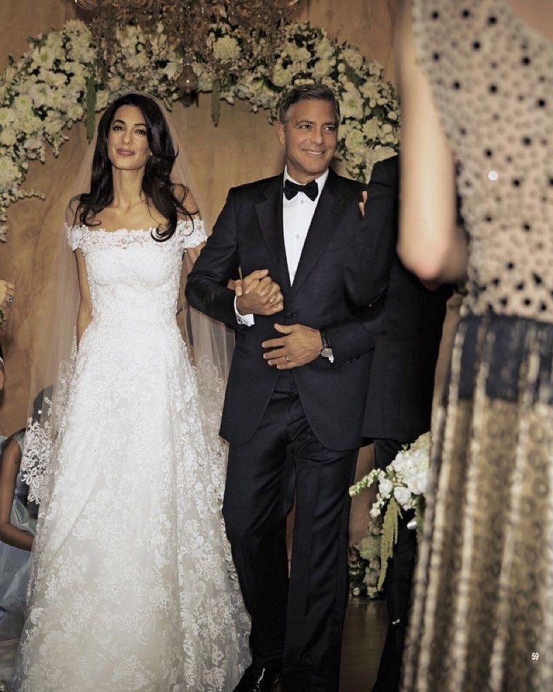 Áo cưới trễ vai' của Amal Clooney, vợ tài tử George Clooney