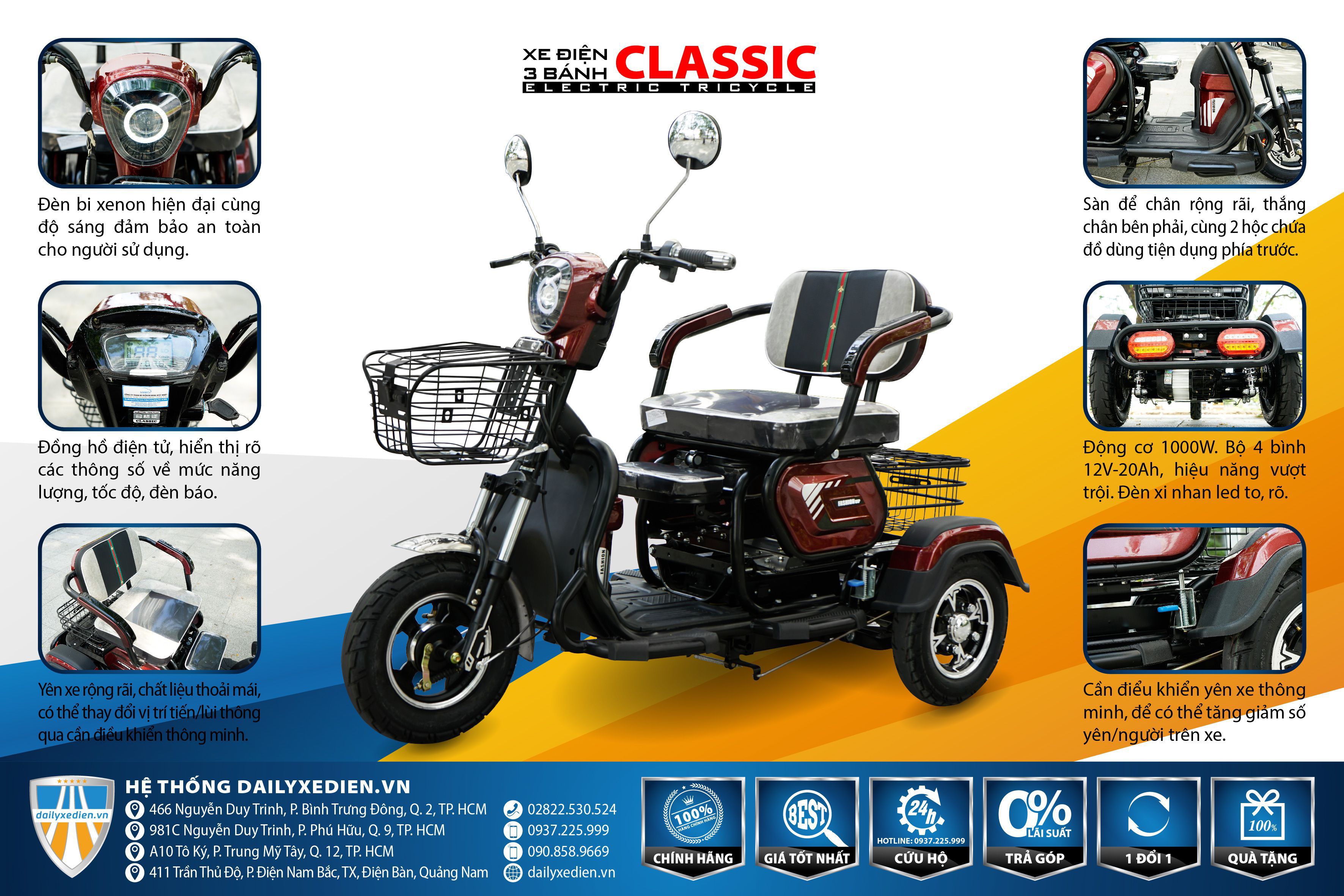 xe dien 3 banh classic 1 - Cơ sở chế độ và phân phối xe máy điện 3 bánh cho người khuyết tật